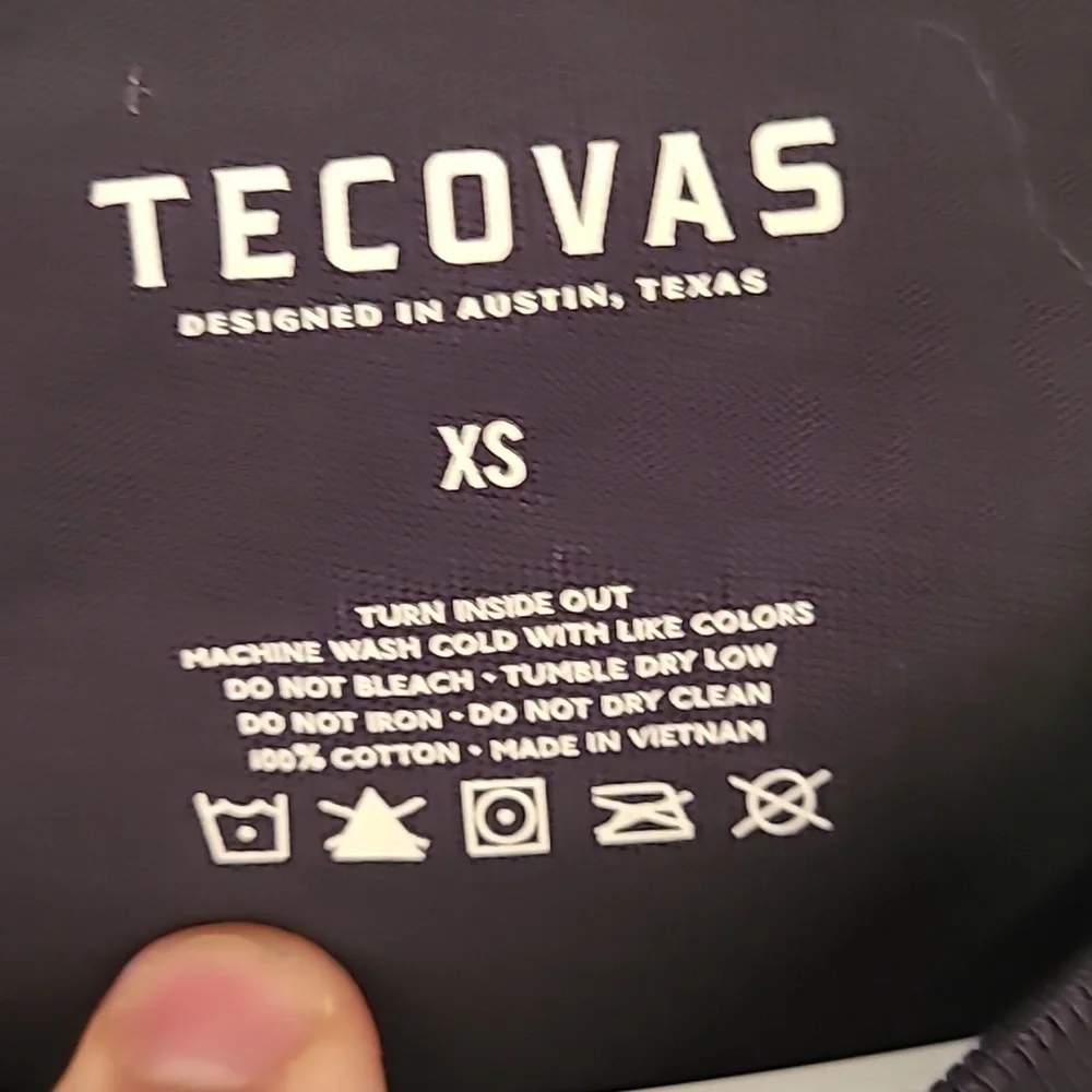 TECOVAS Black Cotton Embroidered Recent Womens‎ XS Elbow Sleeve T Shirt Top NEW - Picture 8 of 10